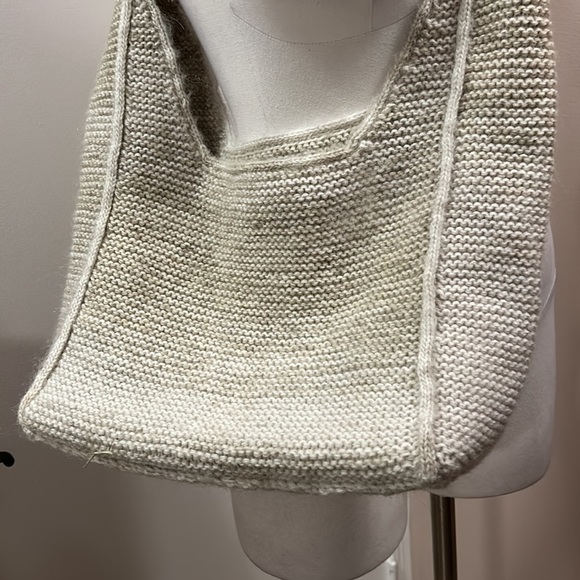 Hallow Out/ Hobo Knit Bag Cream Color L 11” H 9.5” W 5” drop 18” - Picture 2 of 16